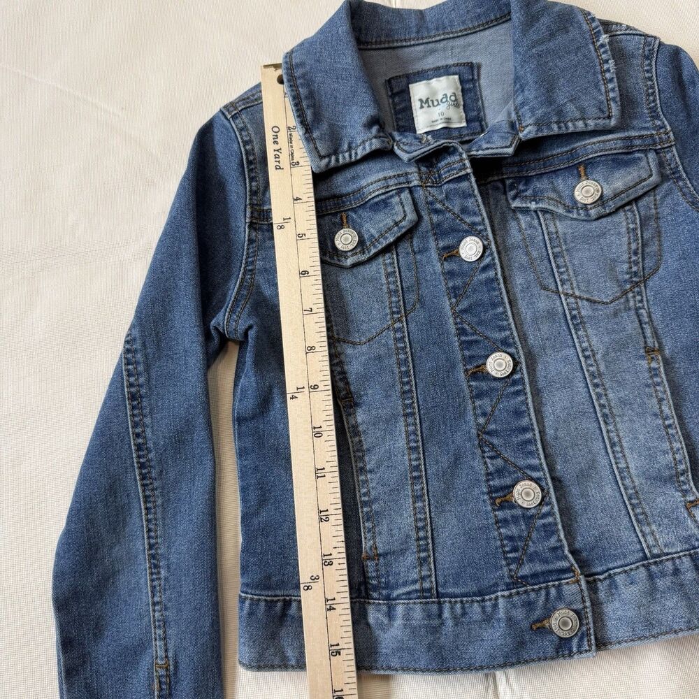Mudd Girls Distressed Blue Denim Button Up Jacket, 10 - Picture 5 of 9